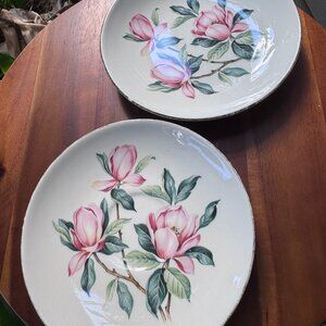 Set of 2 Vintage Homer Laughlin, Rhythm Pink Magnolia 6.25" Bread & Butter Plate